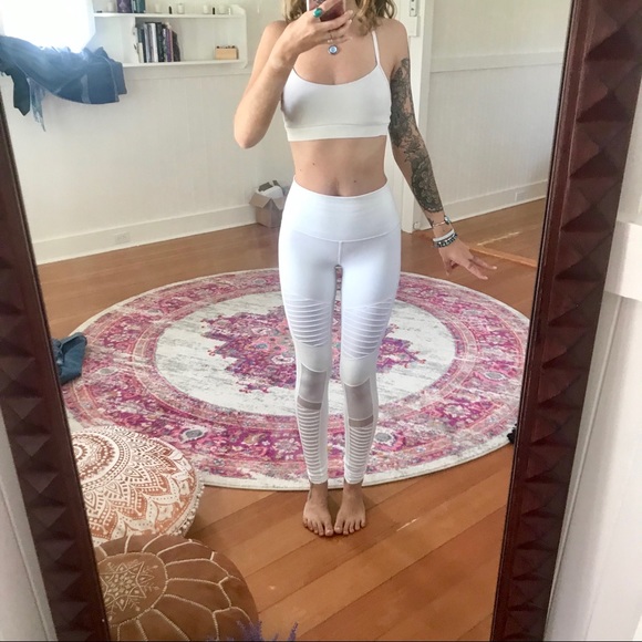 WHITE ALO YOGA HIGH WAIST MOTO LEGGINGS - Picture 3 of 8